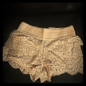 Pink embroidered festival shorts